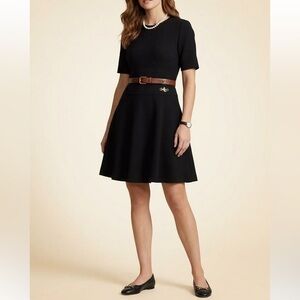 MinkPink Black Short Sleeve Pleated Crewneck Dress Size Large